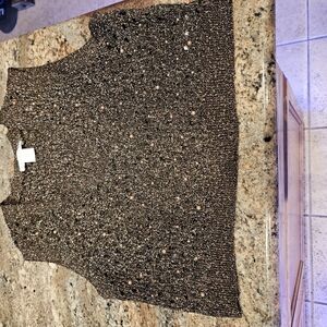 Black and Gold Knit Sleeveless Top